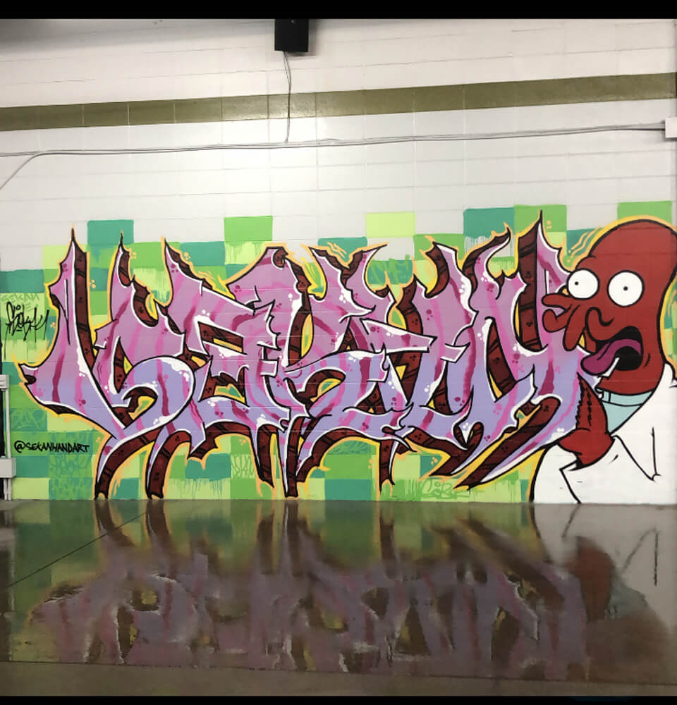 Zoidberg graffiti art at Arthur's Car Wash